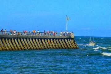 bridge over the blue water in Sebastian Inlet Fishing spot