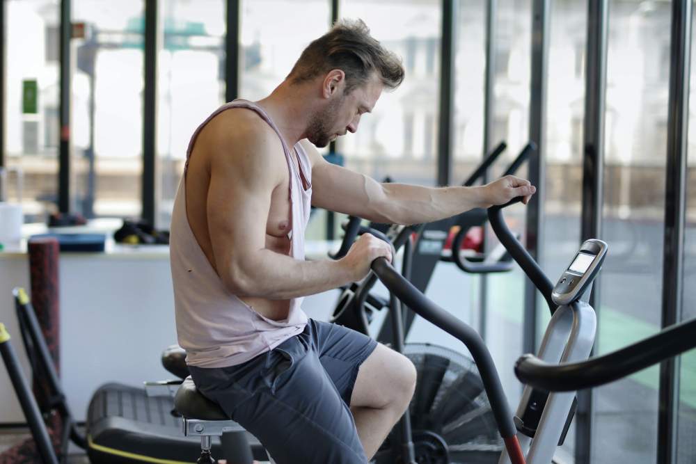 A Guy Do Exercise on Indoor Cycling