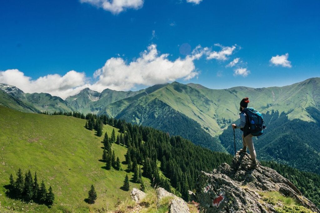 Hiking in mountain