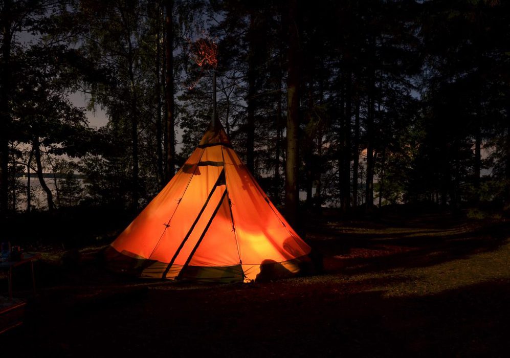 Tent camping at night 