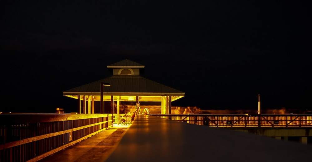 Night view on Fort Myers beach in Florida fishing