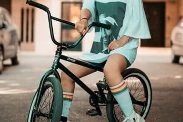 A girl on Brakeless BMX Bikes